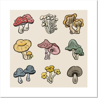 Mushroom print Posters and Art